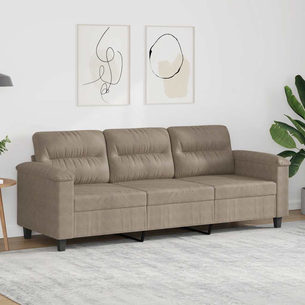 3-personers sofa 180 cm mikrofiberstof grbrun