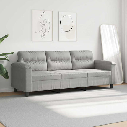 3-personers sofa 180 cm mikrofiberstof lysegrå