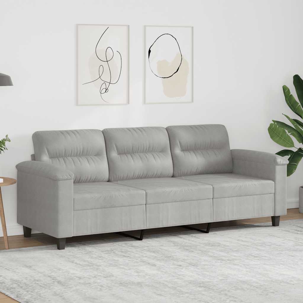 3-personers sofa 180 cm mikrofiberstof lysegr