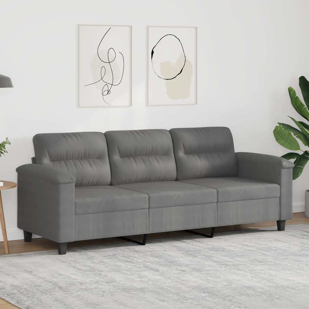 vidaXL 3-personers sofa 180 cm mikrofiberstof mørkegrå