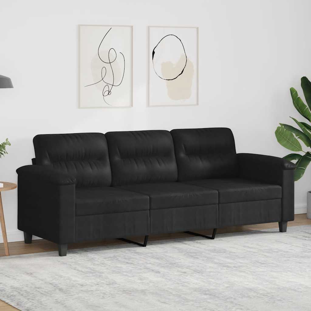 vidaXL 3-personers sofa 180 cm mikrofiberstof sort