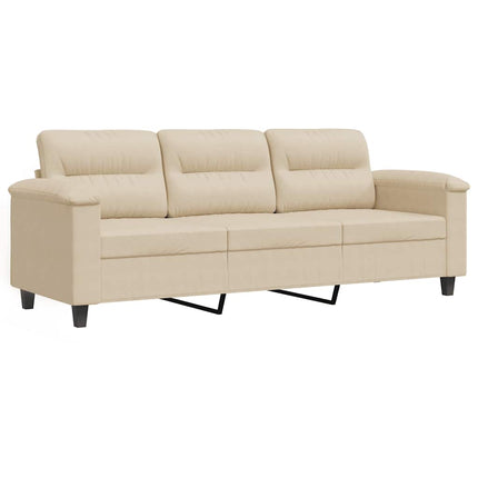 3-personers sofa 180 cm mikrofiberstof cremefarvet