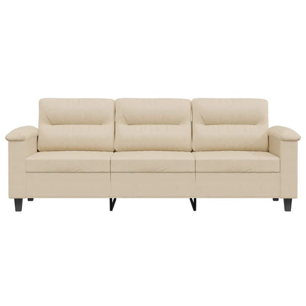 3-personers sofa 180 cm mikrofiberstof cremefarvet