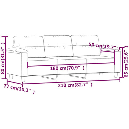 3-personers sofa 180 cm mikrofiberstof beige