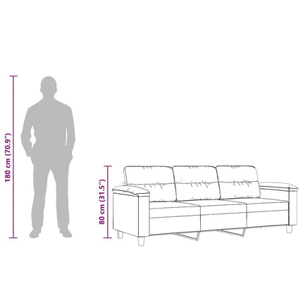 3-personers sofa 180 cm mikrofiberstof beige