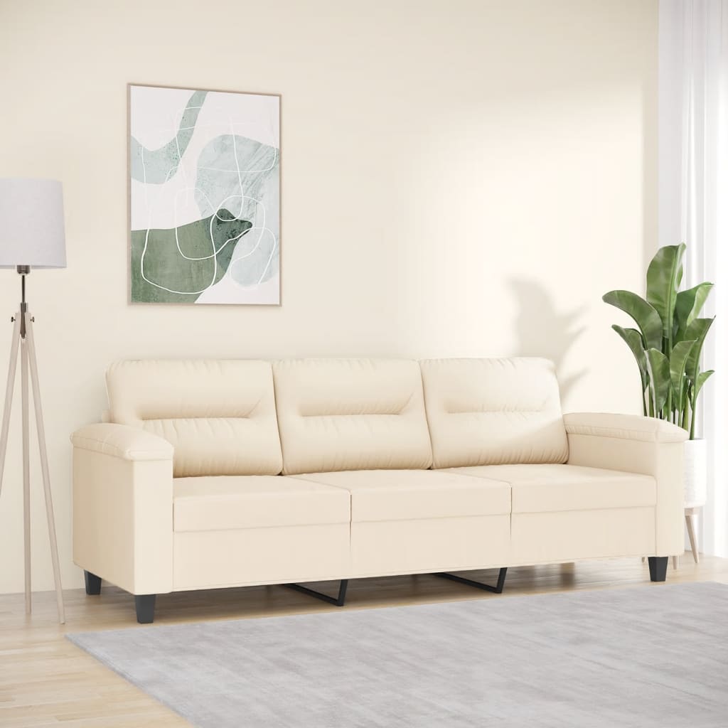 3-personers sofa 180 cm mikrofiberstof beige