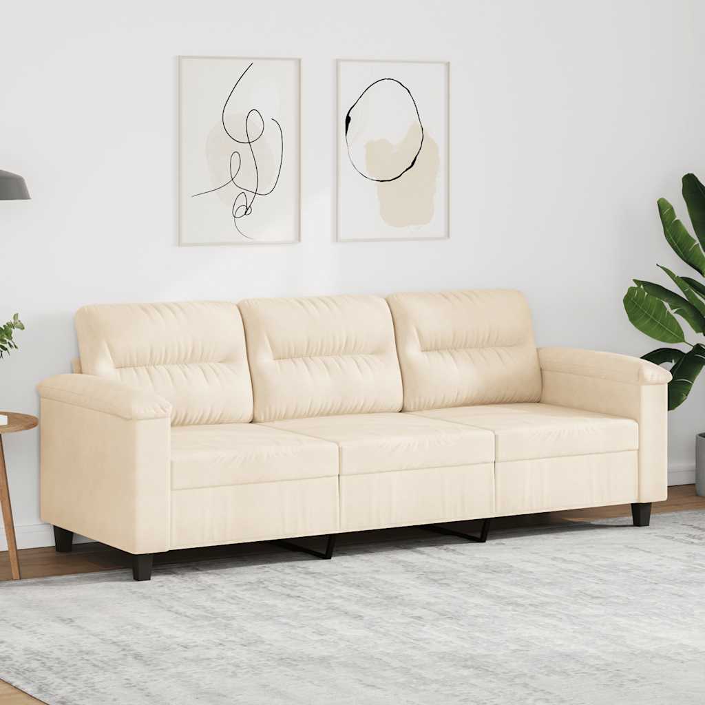 3-personers sofa 180 cm mikrofiberstof beige