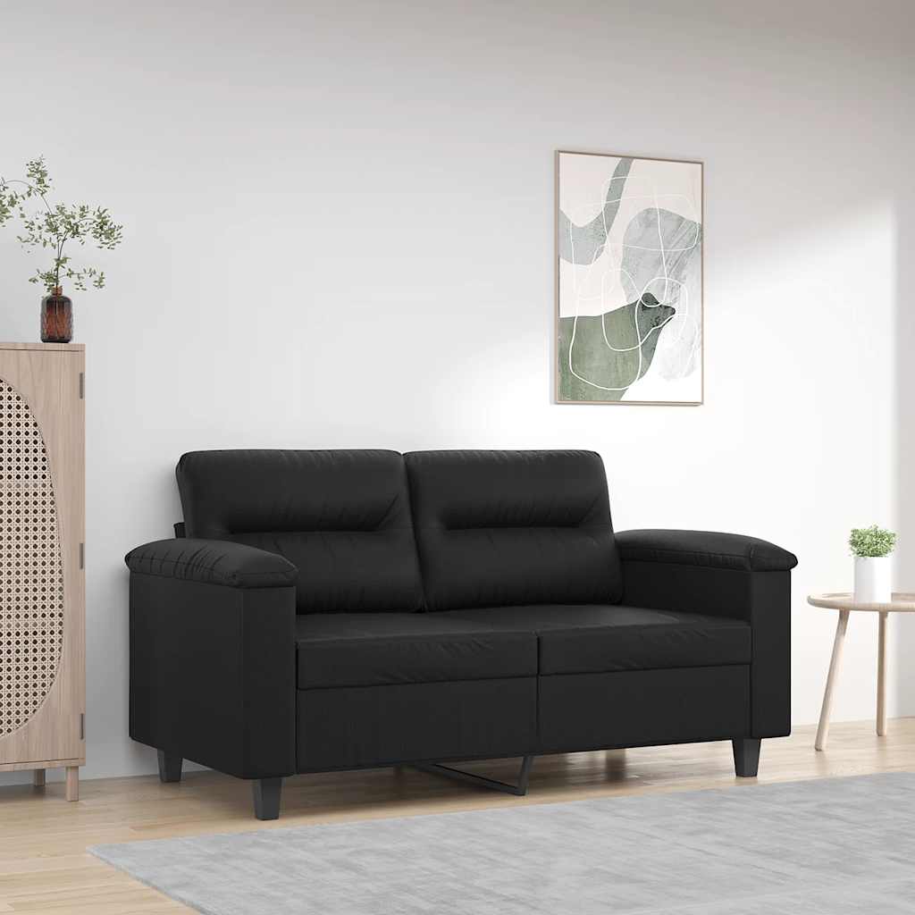 2-personers sofa i kunstlæder - sort, sædebredde 120 cm