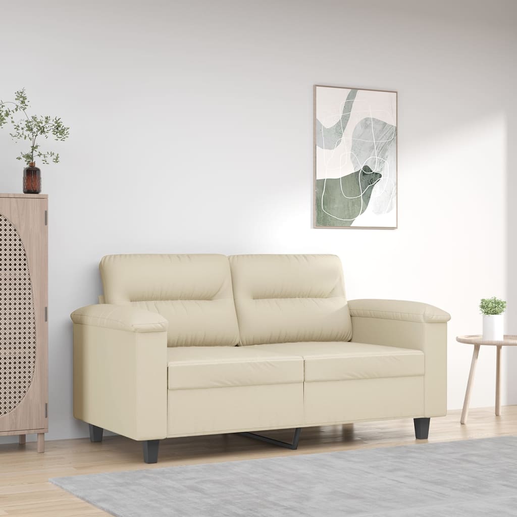 2-personers sofa i kunstlæder - cremefarvet, sædebredde 120 cm