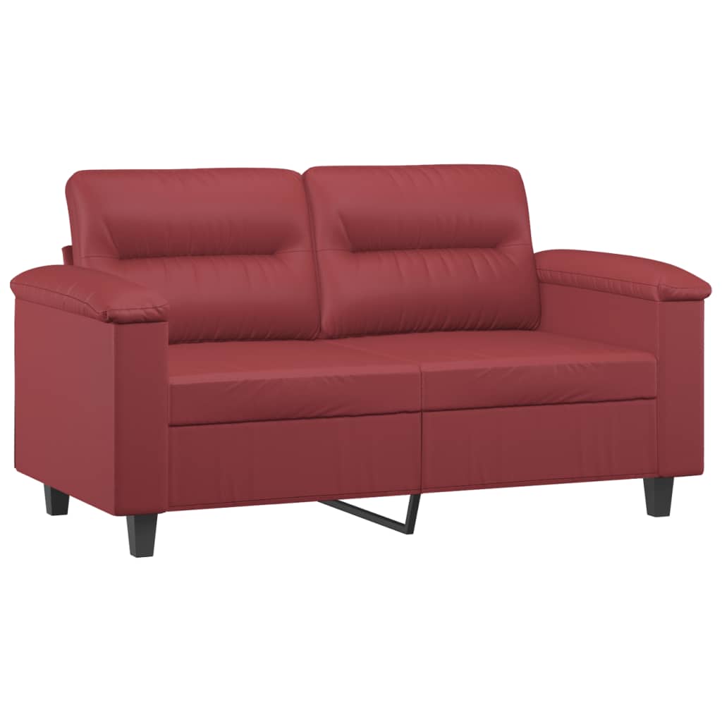 2-personers sofa 120 cm kunstlæder vinrød