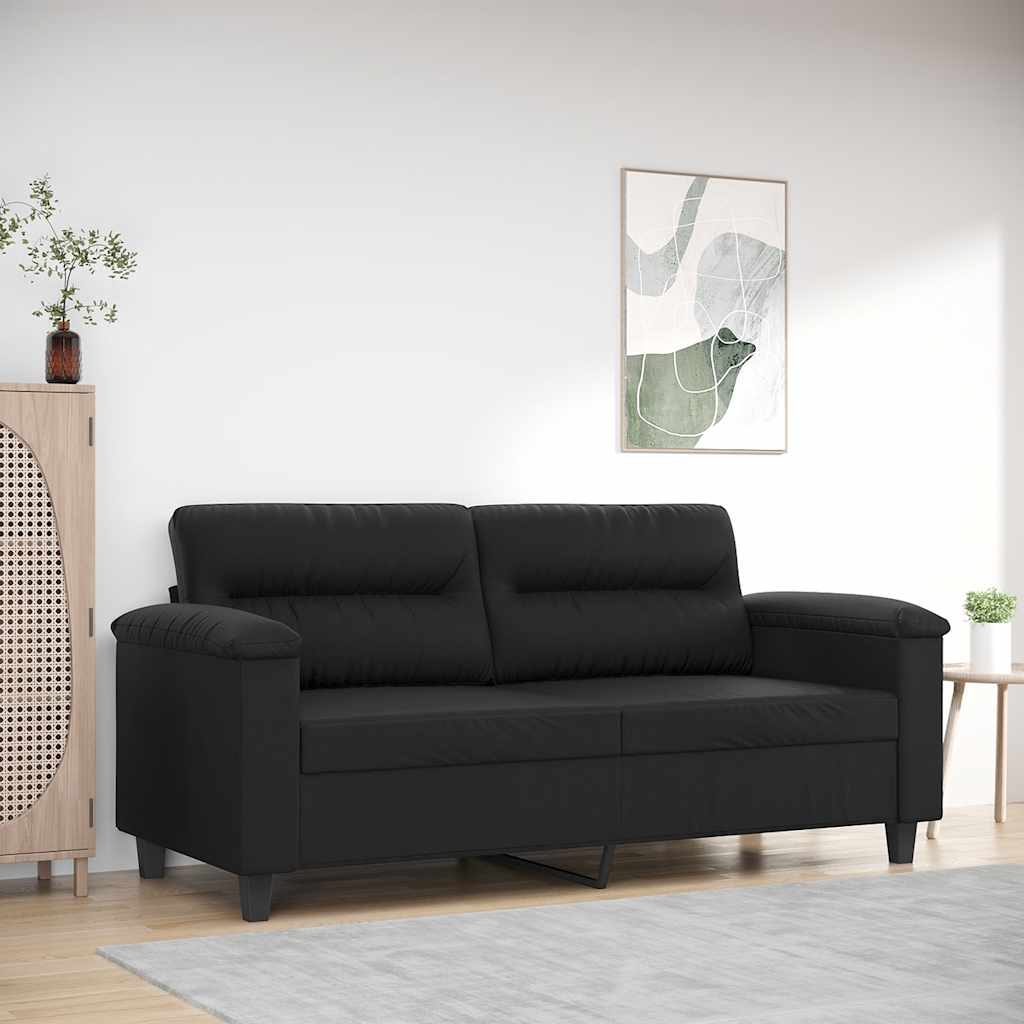 2-personers sofa i kunstlæder - sort, sædebredde 140 cm