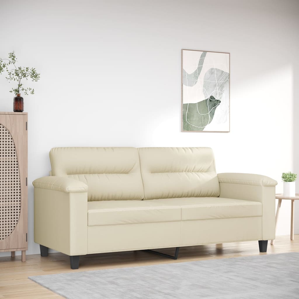 2-personers sofa 140 cm kunstlæder cremefarvet billede