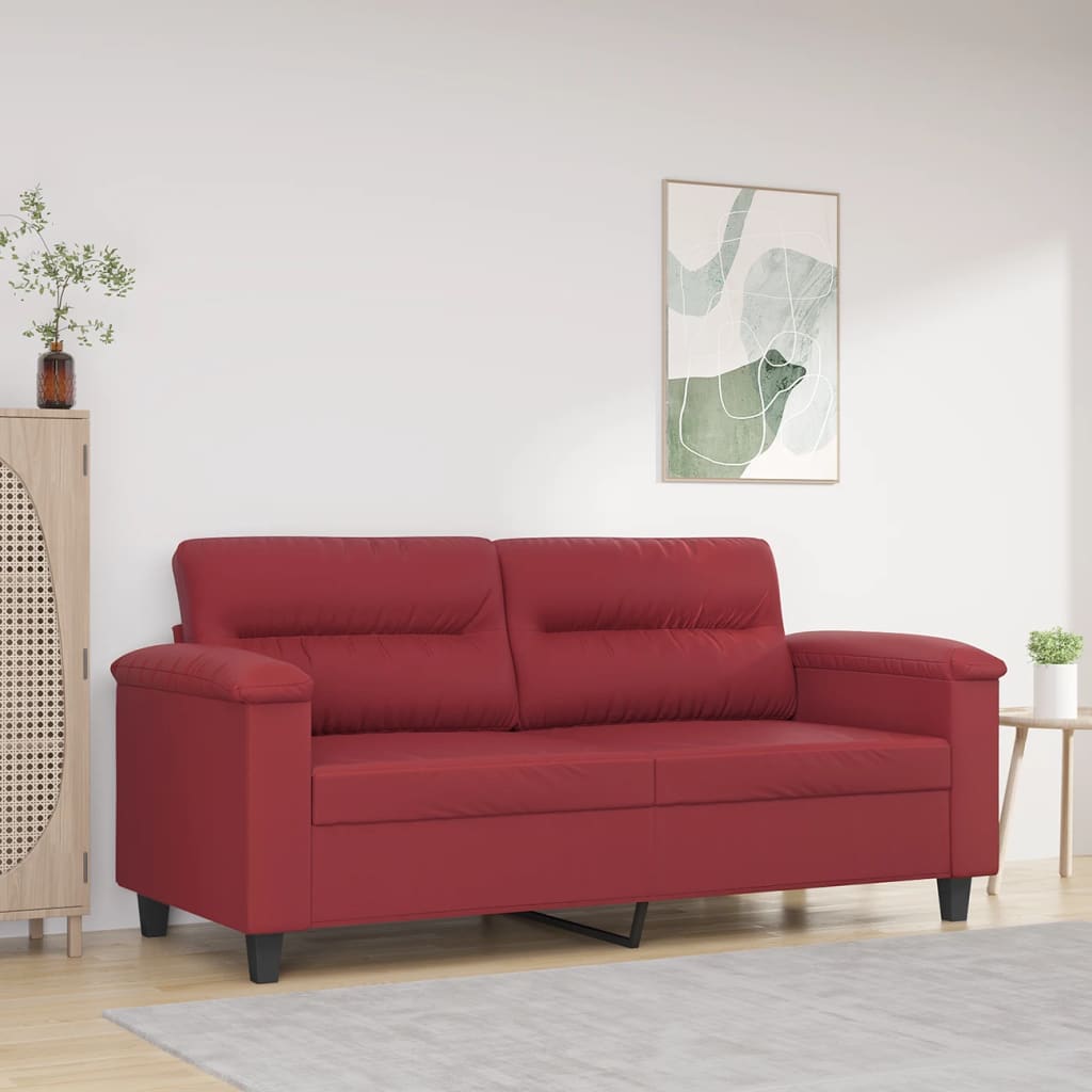 2-personers sofa i kunstlæder - 140 cm sædebredde, vinrød