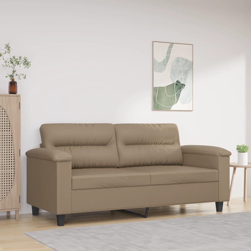 2-personers sofa i kunstlæder - 140 cm sædebredde, cappuccino