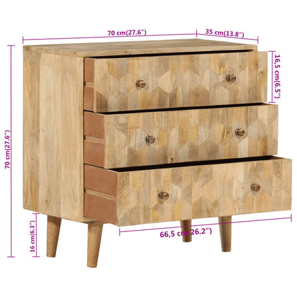skuffeskab 70x35x70 cm massivt mangotræ