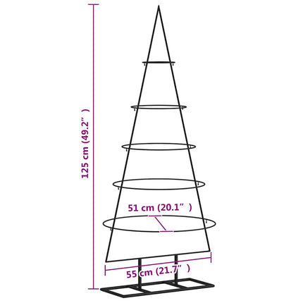 dekorativt juletræ 125 cm metal sort