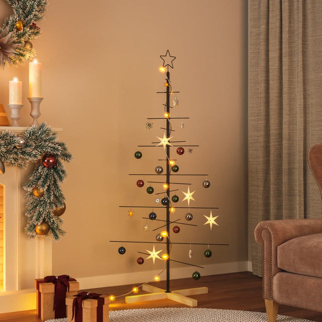 juletræ med træbund 150 cm metal sort