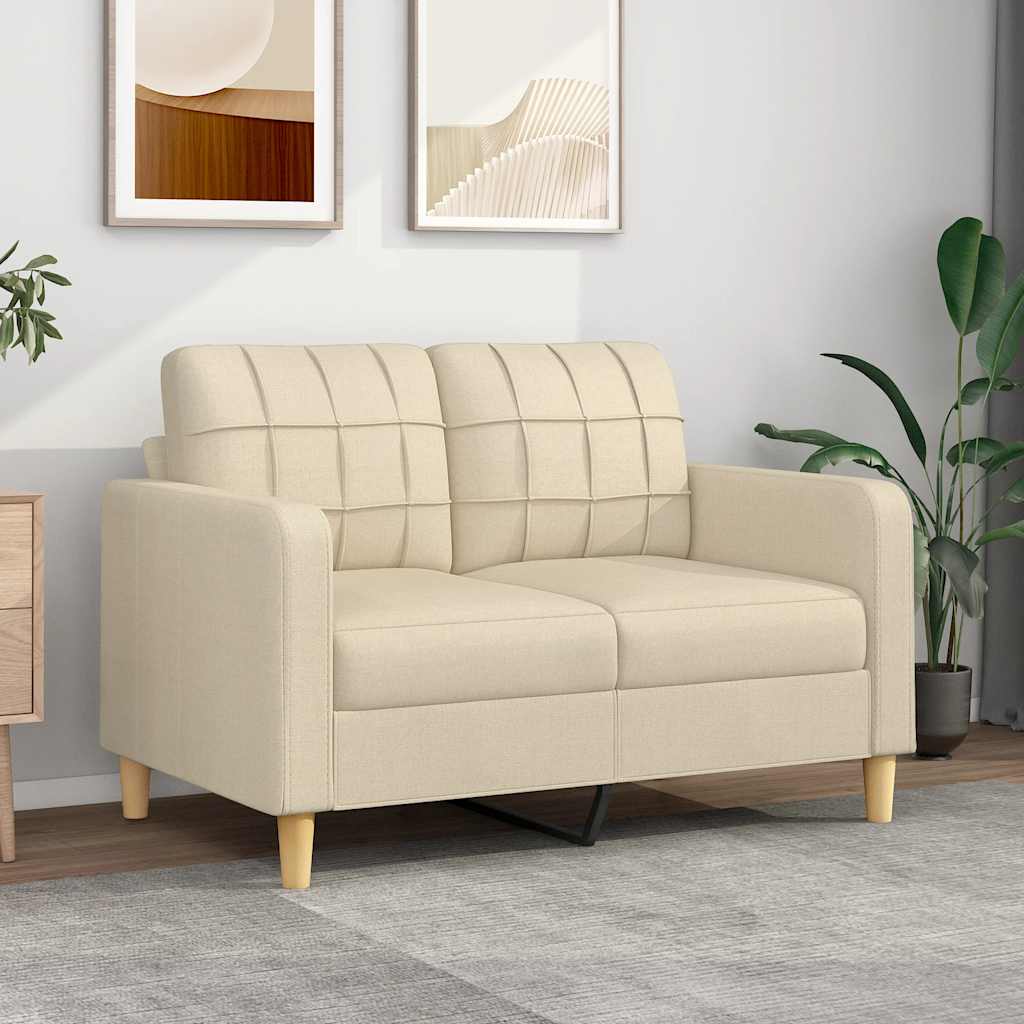 2-personers sofa i stof - cremefarvet, sædebredde 120 cm