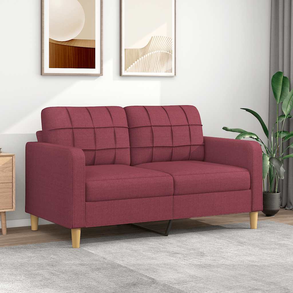 2-personers sofa i stof - vinrød, sædebredde 140 cm