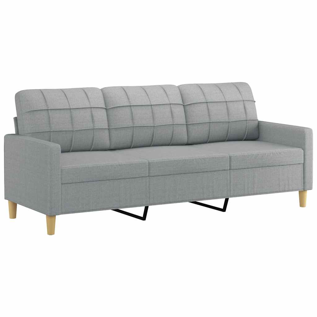 3-personers sofa 180 cm stof lysegrå