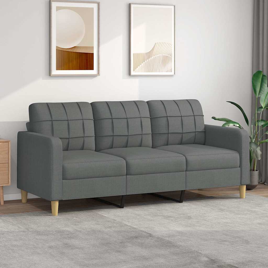 3-personers sofa 180 cm stof mrkegr