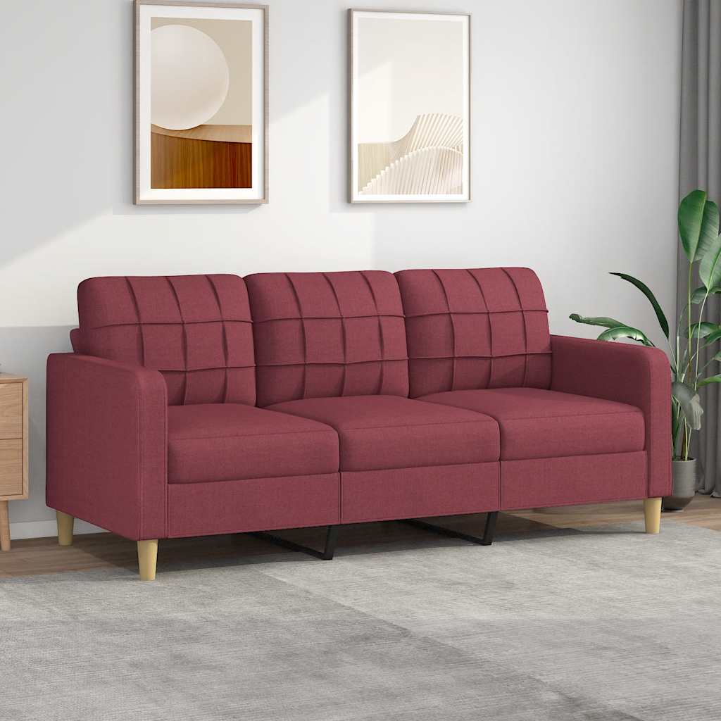 3-personers sofa 180 cm stof vinrød