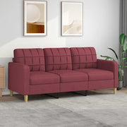 3-personers sofa 180 cm stof vinrød