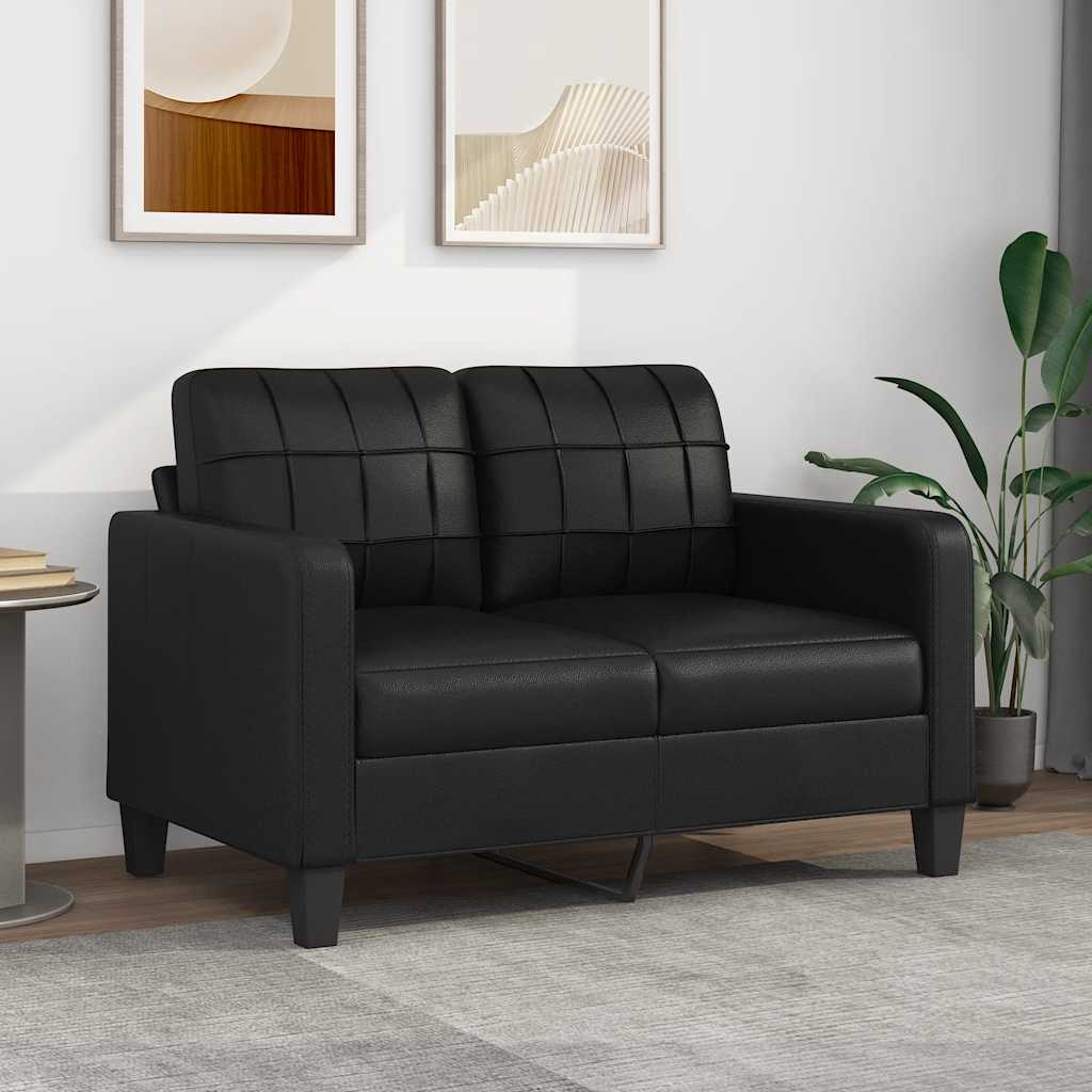 2-personers sofa 120 cm kunstlæder sort billede