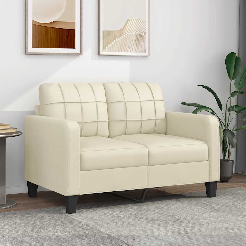 2-personers sofa i kunstlæder - creme, 120 cm sædebredde