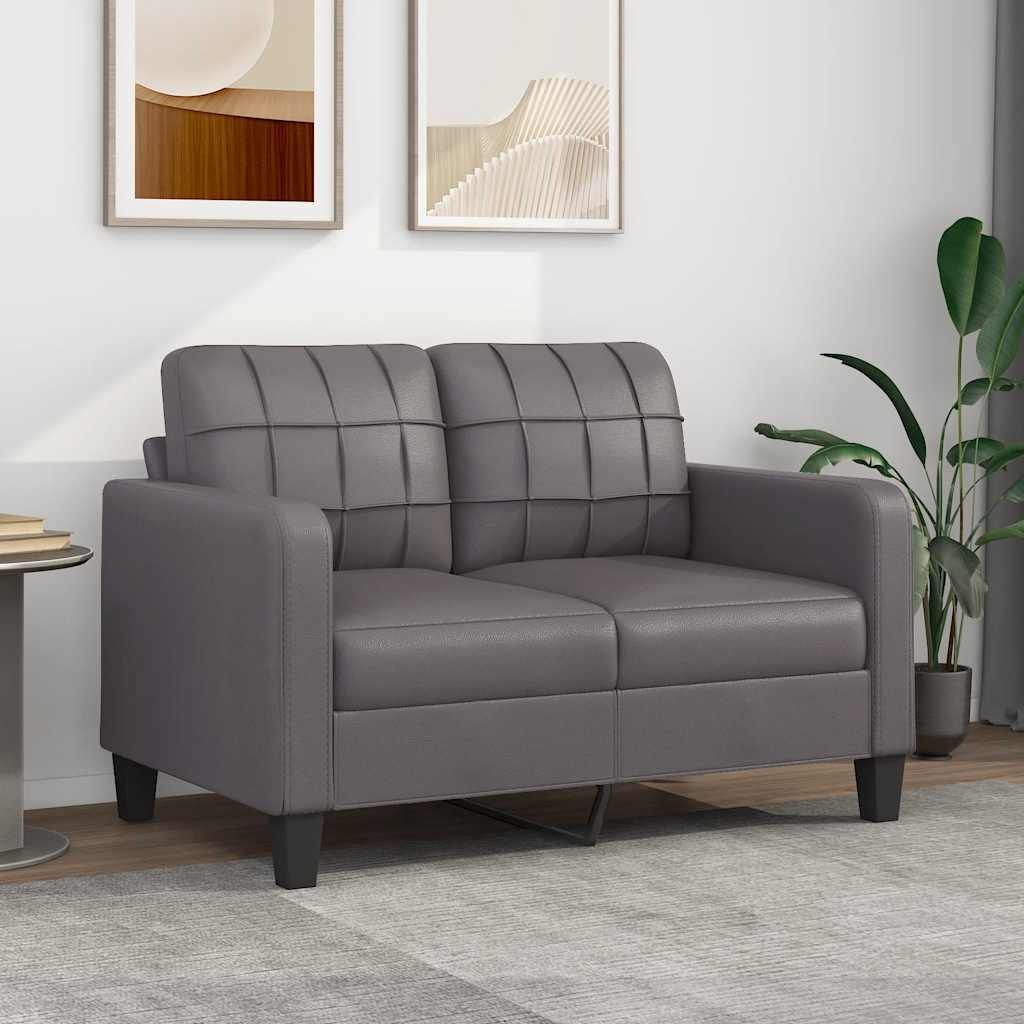 2-personers sofa i kunstlæder - 120 cm, grå