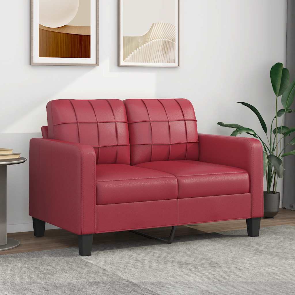 2-personers sofa 120 cm kunstlæder vinrød billede