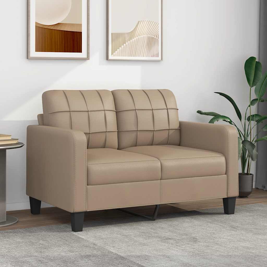 2-personers sofa 120 cm kunstlæder cappuccino billede