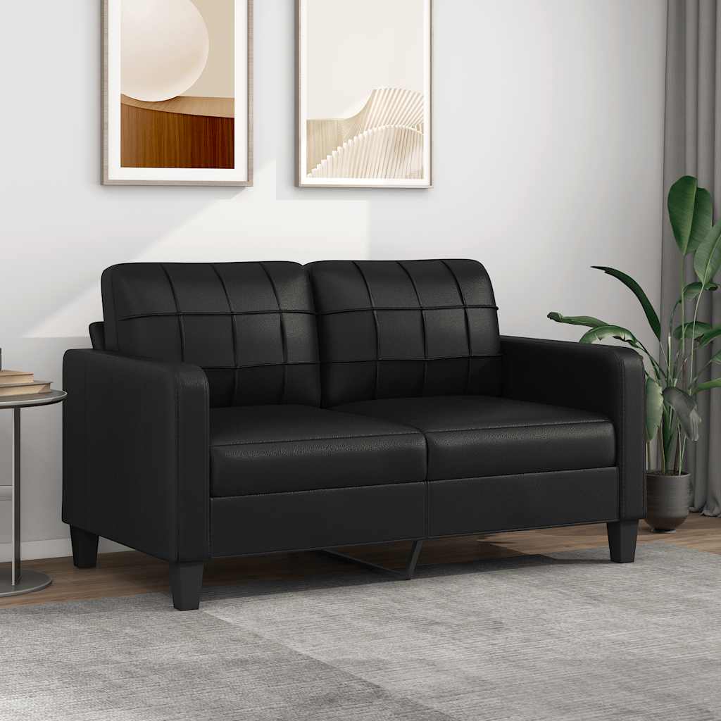 2-personers sofa 140 cm kunstlæder sort billede