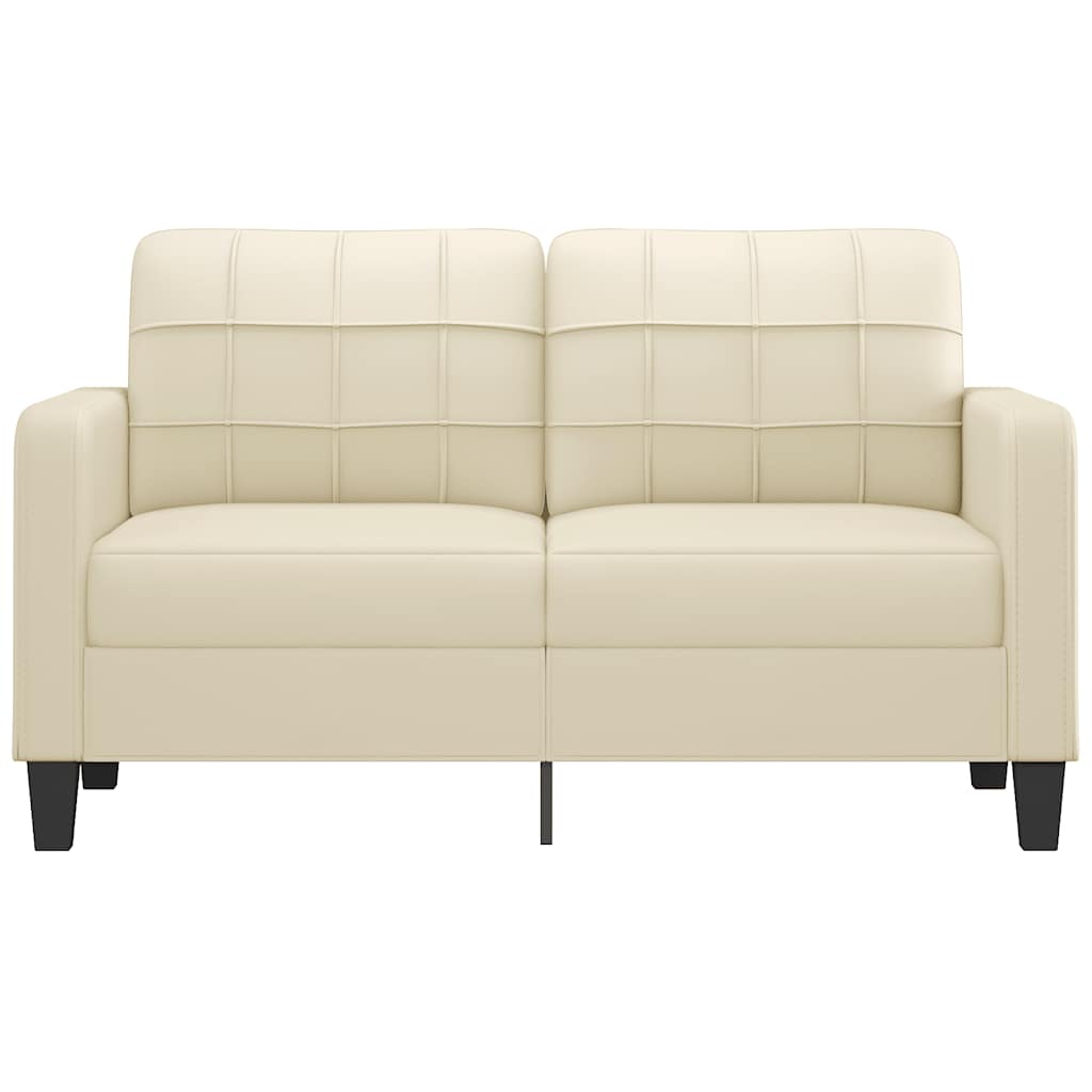 2-personers sofa 140 cm kunstlæder cremefarvet