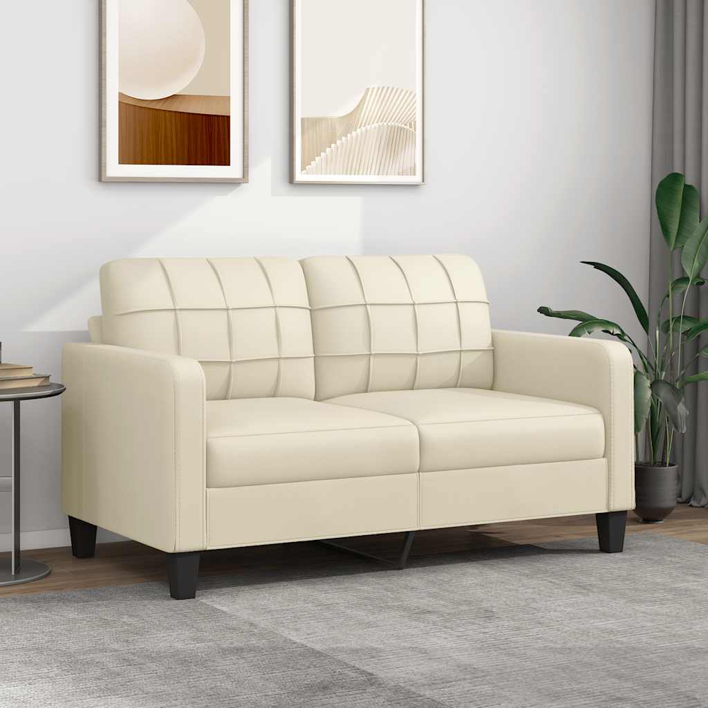 2-personers sofa i kunstlæder - creme, sædebredde 140 cm