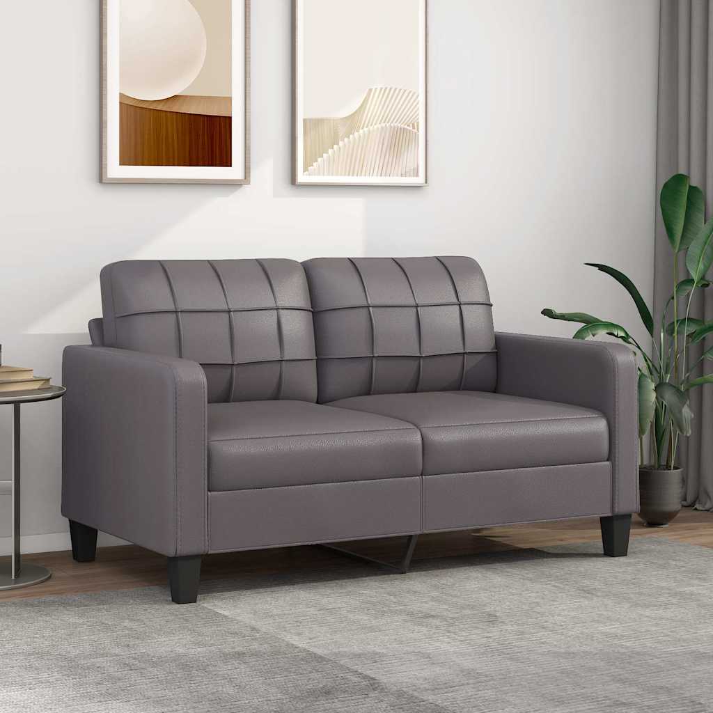 2-personers sofa i kunstlæder - grå, sædebredde 140 cm