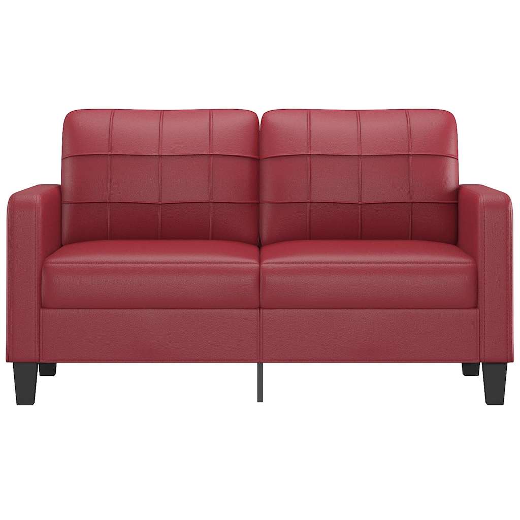 2-personers sofa 140 cm kunstlæder vinrød