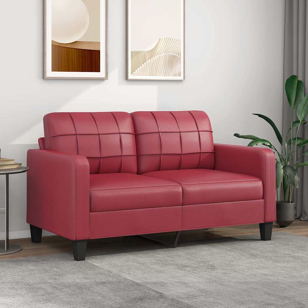 2-personers sofa i kunstlæder - 140 cm, vinrød