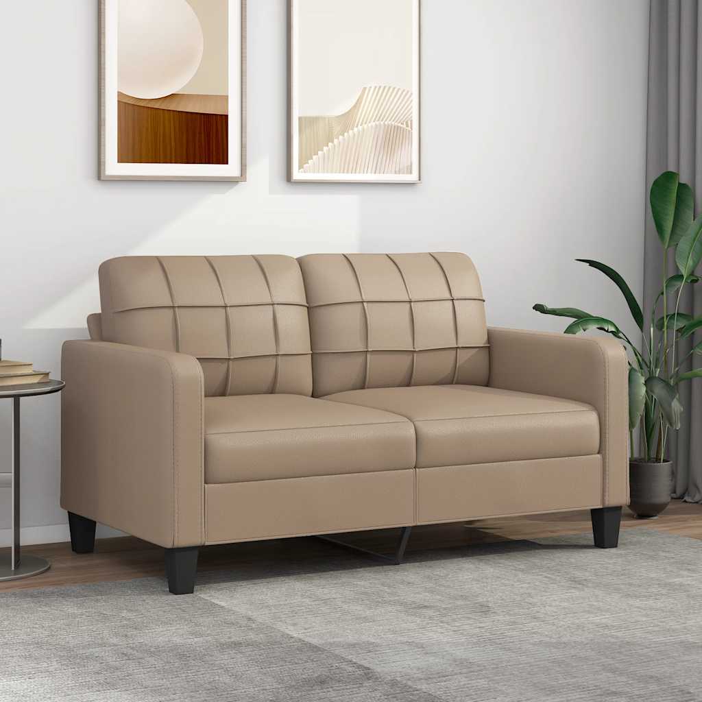 2-personers sofa 140 cm kunstlæder cappuccino billede