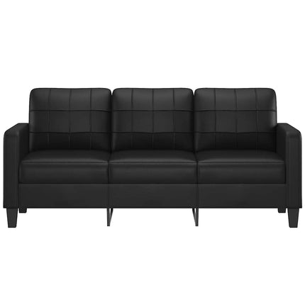 3-personers sofa 180 cm kunstlæder sort