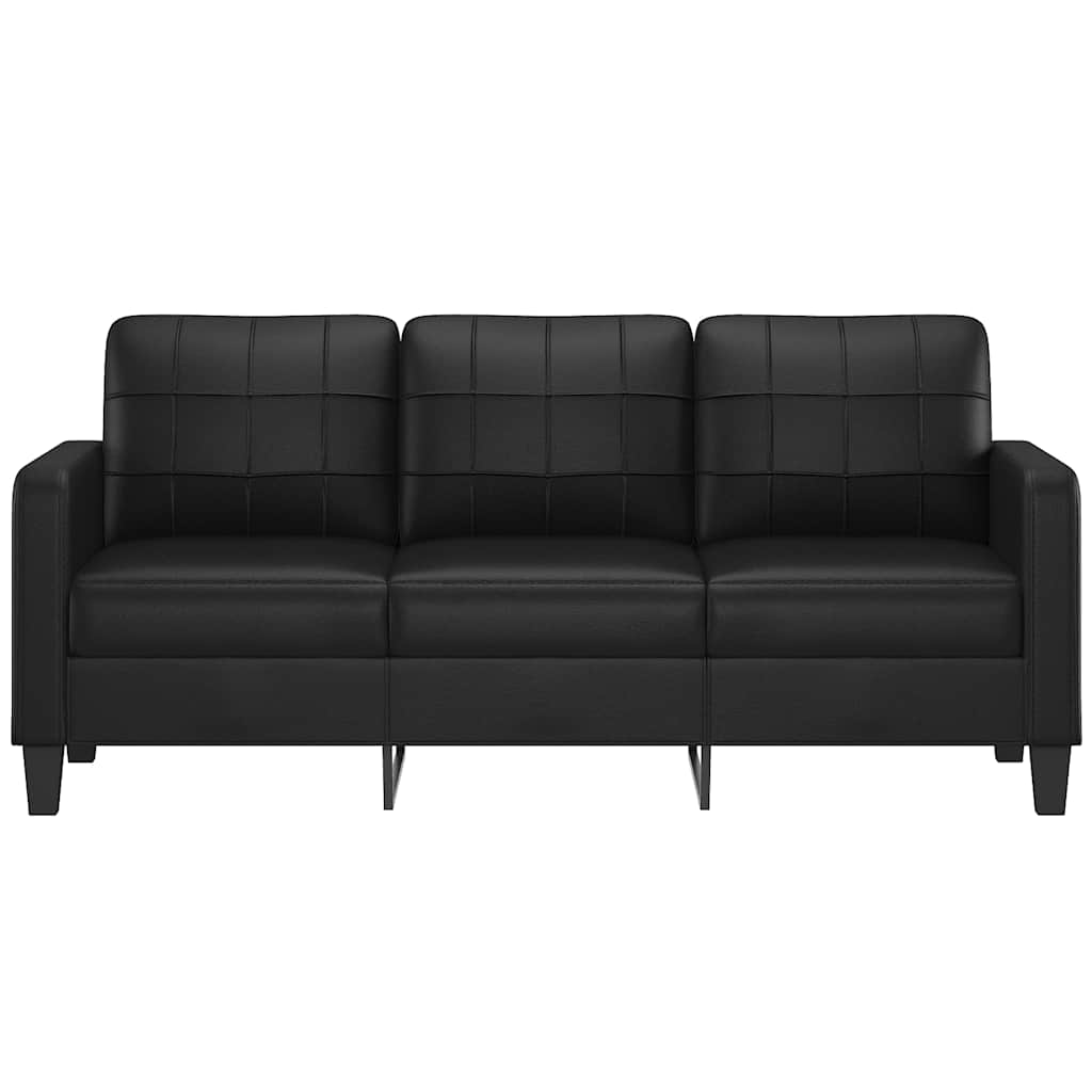 3-personers sofa 180 cm kunstlæder sort