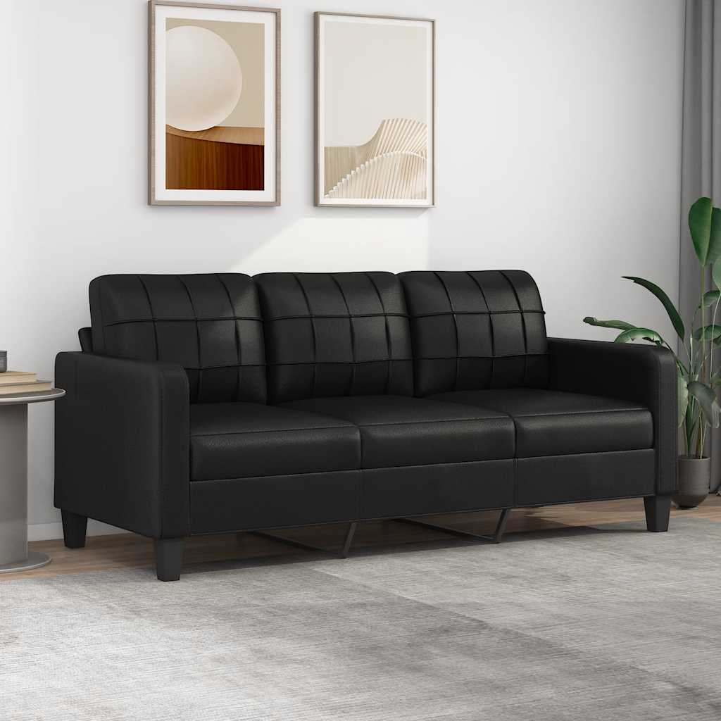 3-personers sofa 180 cm kunstlder sort