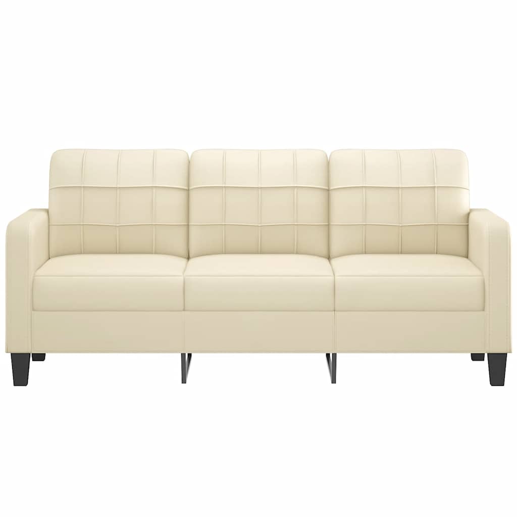 3-personers sofa 180 cm kunstlæder cremefarvet