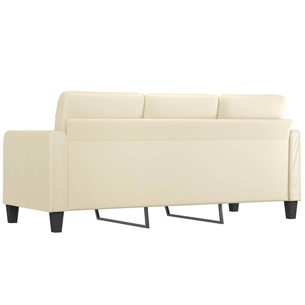 3-personers sofa 180 cm kunstlæder cremefarvet