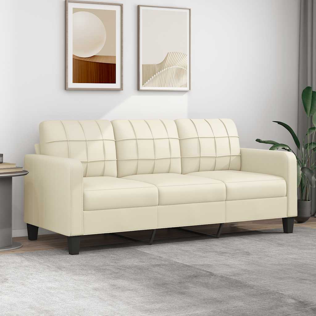 3-personers sofa 180 cm kunstlder cremefarvet
