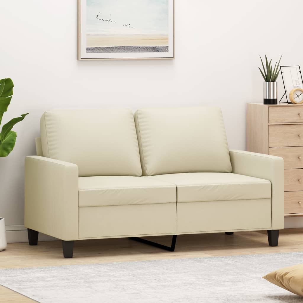 2-personers sofa 120 cm kunstlæder cremefarvet billede
