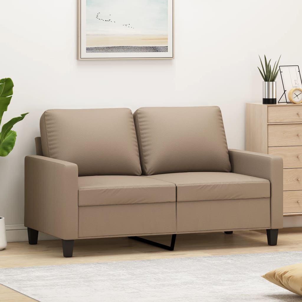 2-personers sofa i kunstlæder - cappuccino, sædebredde 120 cm