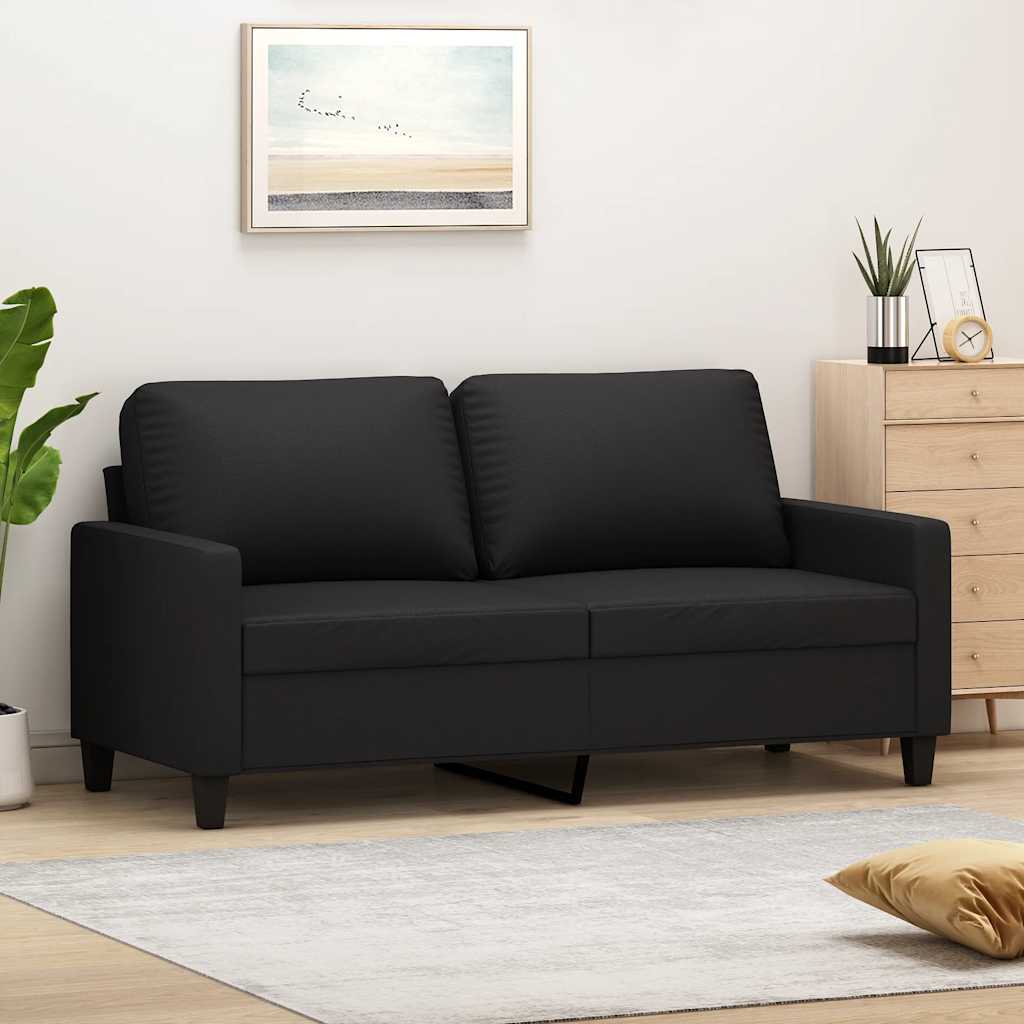 vidaXL 2-personers sofa 140 cm kunstlæder sort