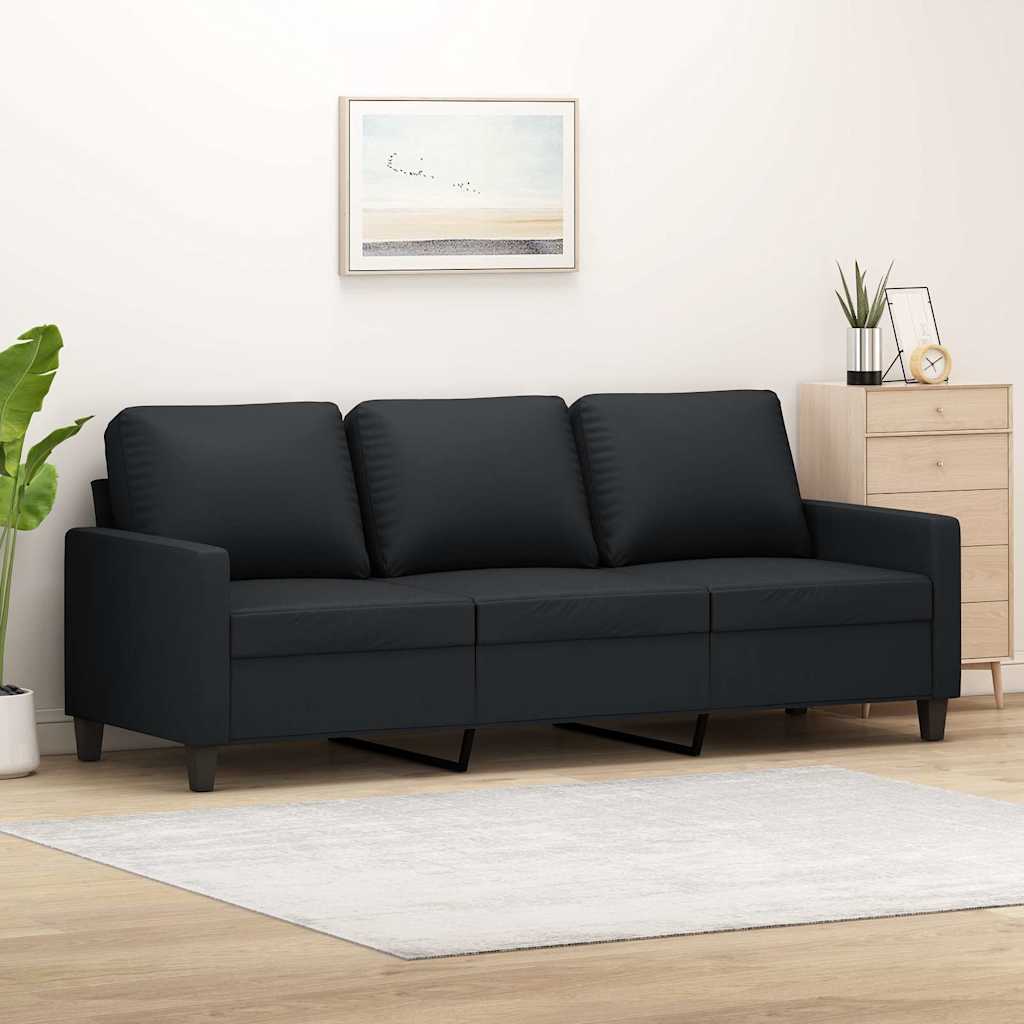3-personers sofa 180 cm kunstlder sort