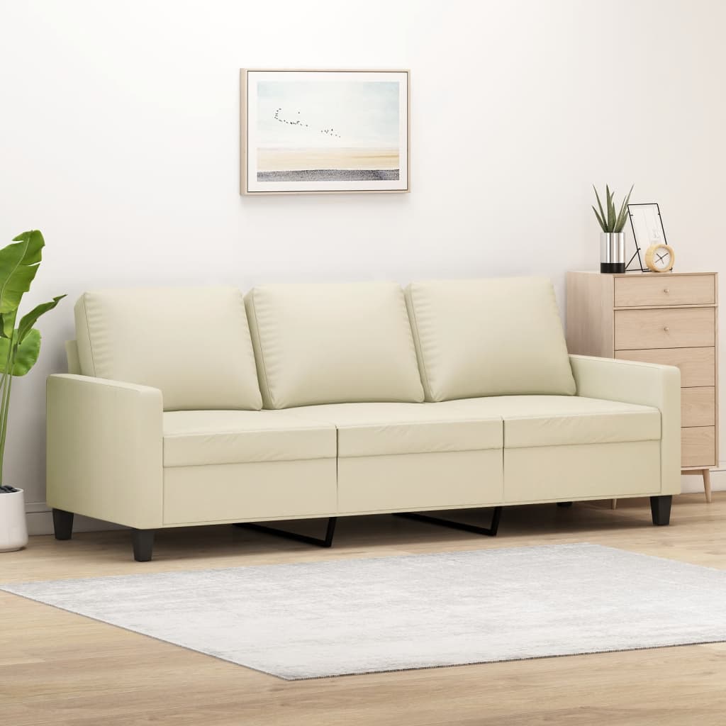 3-personers sofa 180 cm kunstlder cremefarvet